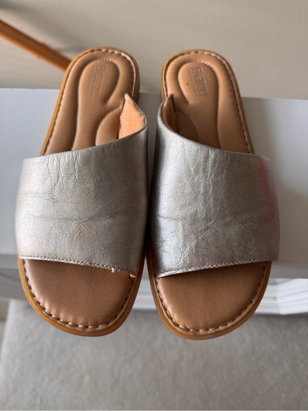 Born Metallic Gold Slide Sandals for Women